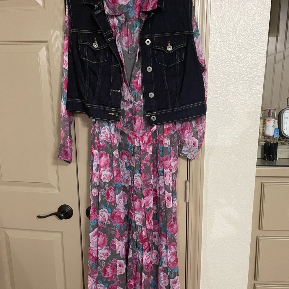 Torrid Pink and Gray Floral Dress